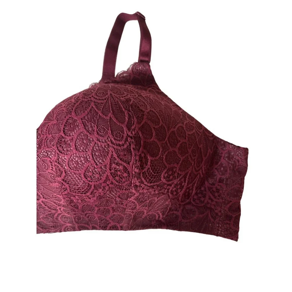 Torrid Curve Bra Size‎ 48 D Burgundy Lace Wire-Free Lightly Lined Everyday